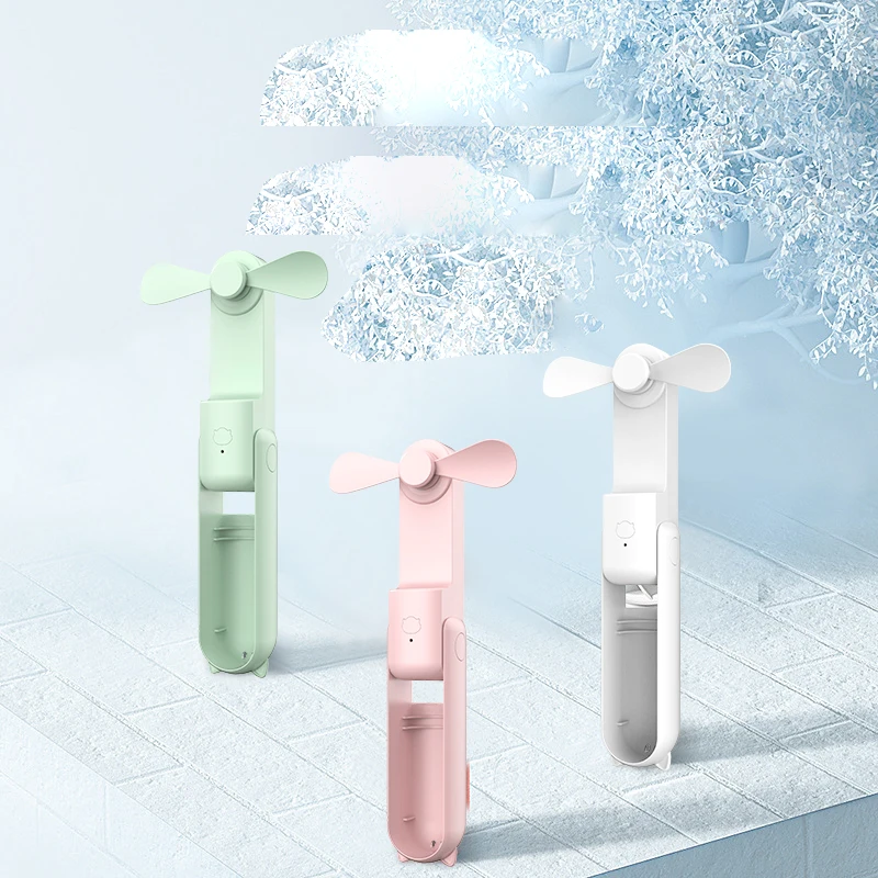 2022 Travel Handheld Mini 2 IN 1 Hand Fan Portable USB Rechargeable Small Pocket Fan Battery Operated Fan with Power Bank