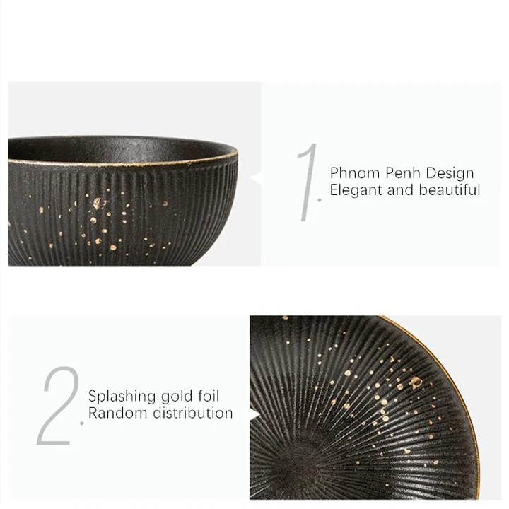 Custom Design Luxury Porcelain Restaurants Bowl Dishes Plates Dinner Set Home Tableware Matt Black Ceramic Dinnerware Set