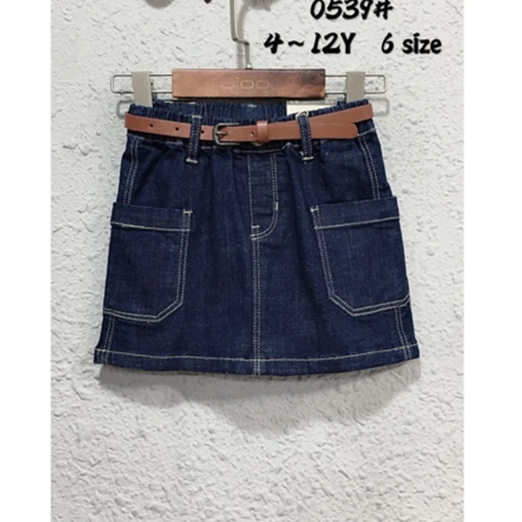 
Factory Wholesale Kids Fashion Dark Blue Short Cotton Denim Skirt For Girls 