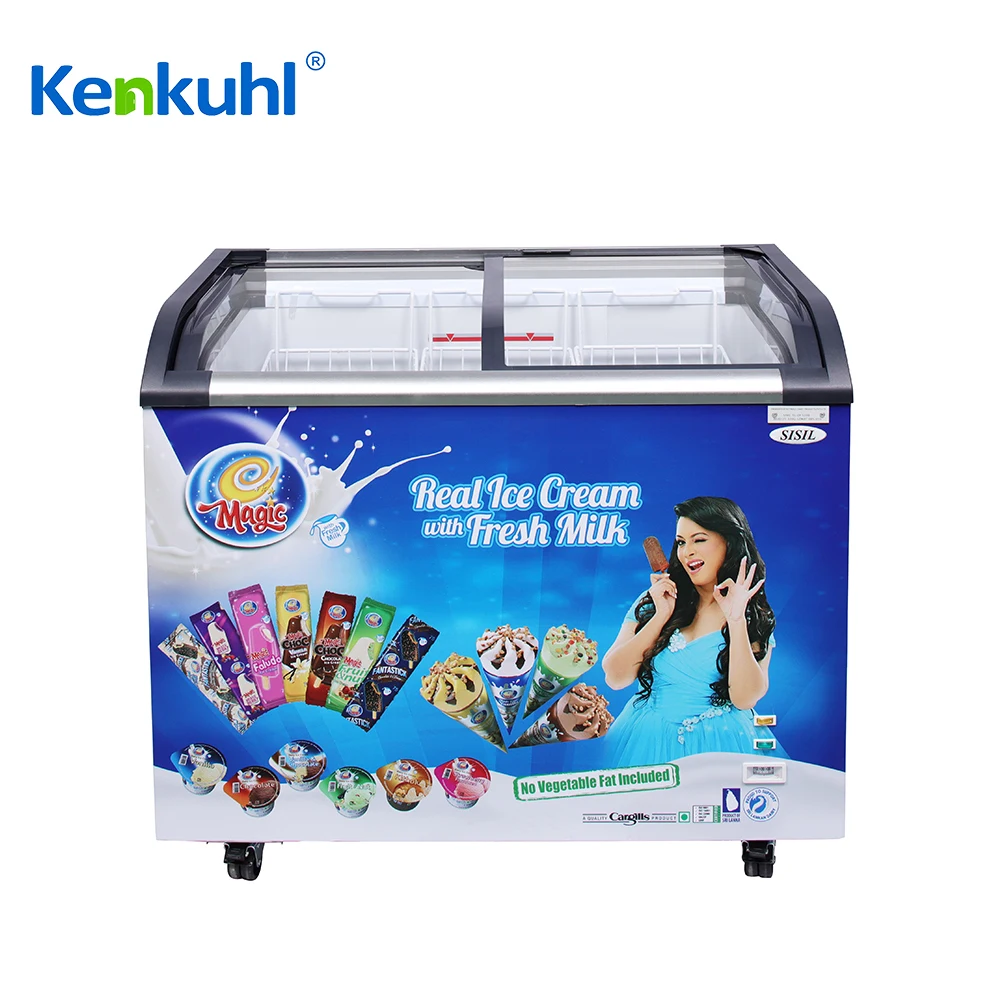 Stylish SD320Q Ice Cream Freezer  Curved Glass Design for Maximum Appeal