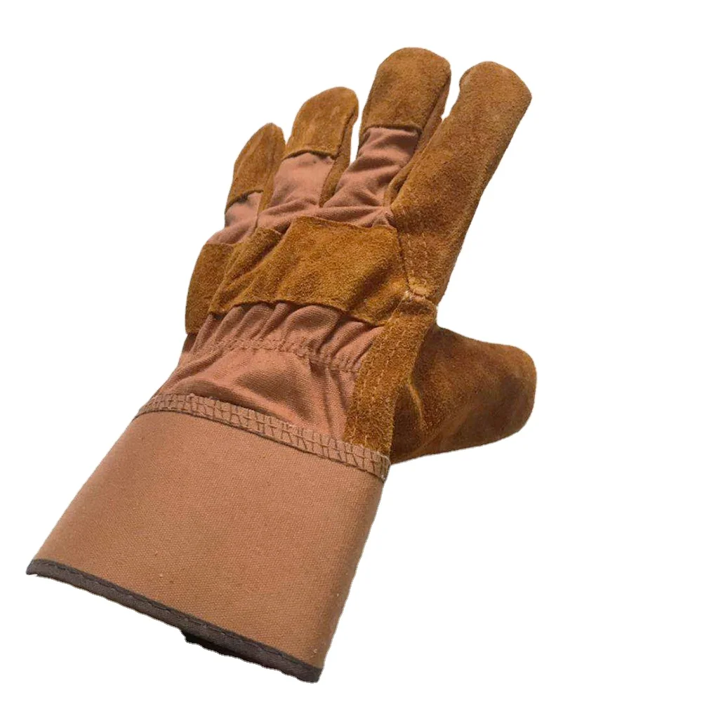 gloves construction industry work  gloves Fixed dye Brown cowhide welding saftey gloves
