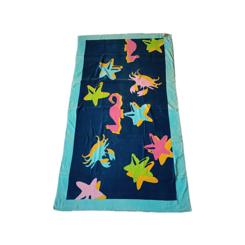 Индивидуальный дизайн логотипа, 100% хлопковое велюровое пляжное полотенце с принтом для пляжа