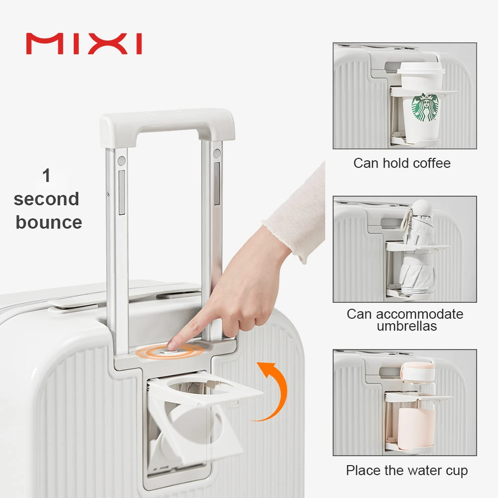 Mixi Multifunctional Suitcases Travel Cup Hoder USB Charge Port Travel Hard Shell Luggage Aluminum Trolley Suitcase Sets