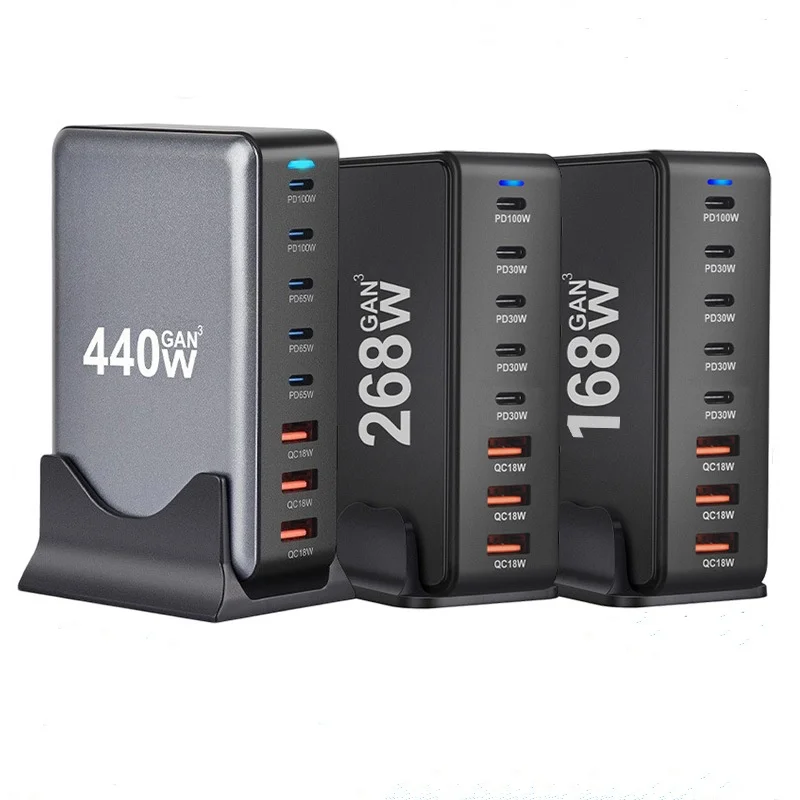 Multi port USB GaN Charger High power Desktop Charging Station PD Mobile Laptop Charging Dock adapter wholesale