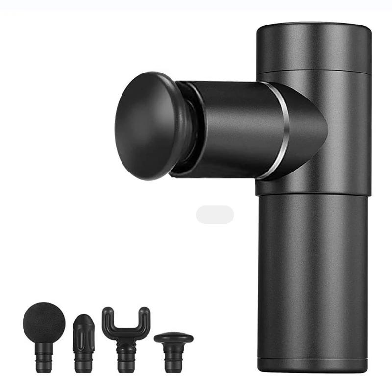 
2021 New Design 5 Speed Cordless Deep Tissue 4 Heads Mini Muscle Relax Massage Gun 