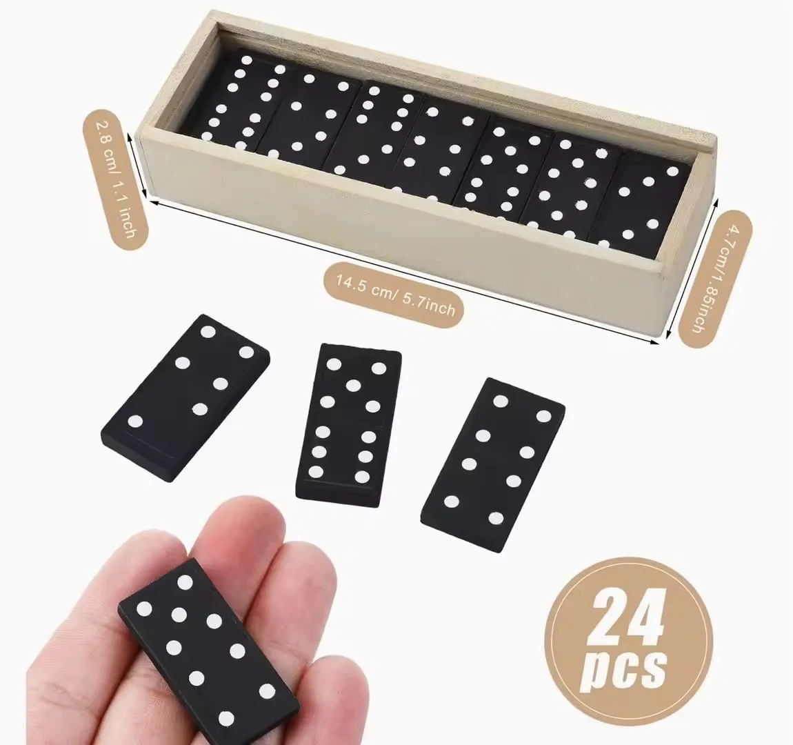 wholesale Small Blocks Mini Wooden Dominoes Gift Classic Domino Double Six Games for Boys Girls Wooden Travel Box 28 Piece Set