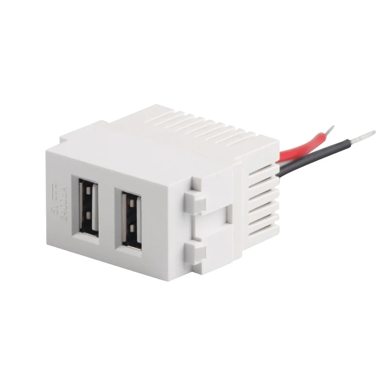 Card type dual-port USB socket embedded office desktop USB mobile phone charging USB outlet 5V/2.4A
