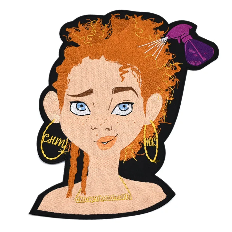 Cute Cartoon Logo Embroidered Patch Badge Custom Iron On Embroidery Patch Big Size