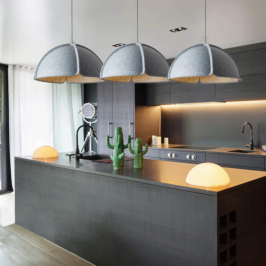 High Quality Recycled Material Felt Lamp Modern Hanging Acoustic Lights Chandeliers Sound Absorbing Fabric Felt Pendant Light