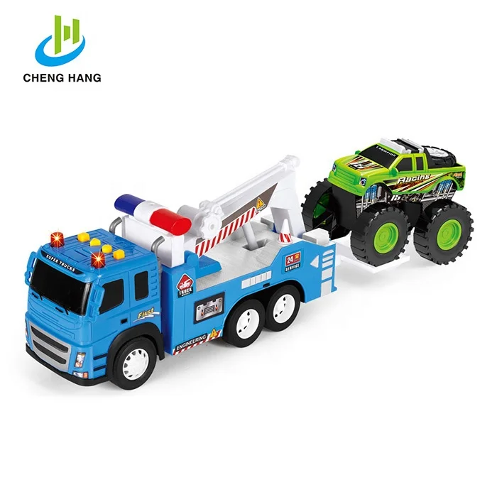 
2019 toy rc car tow truck and trailer model plastic rescue vehicle 