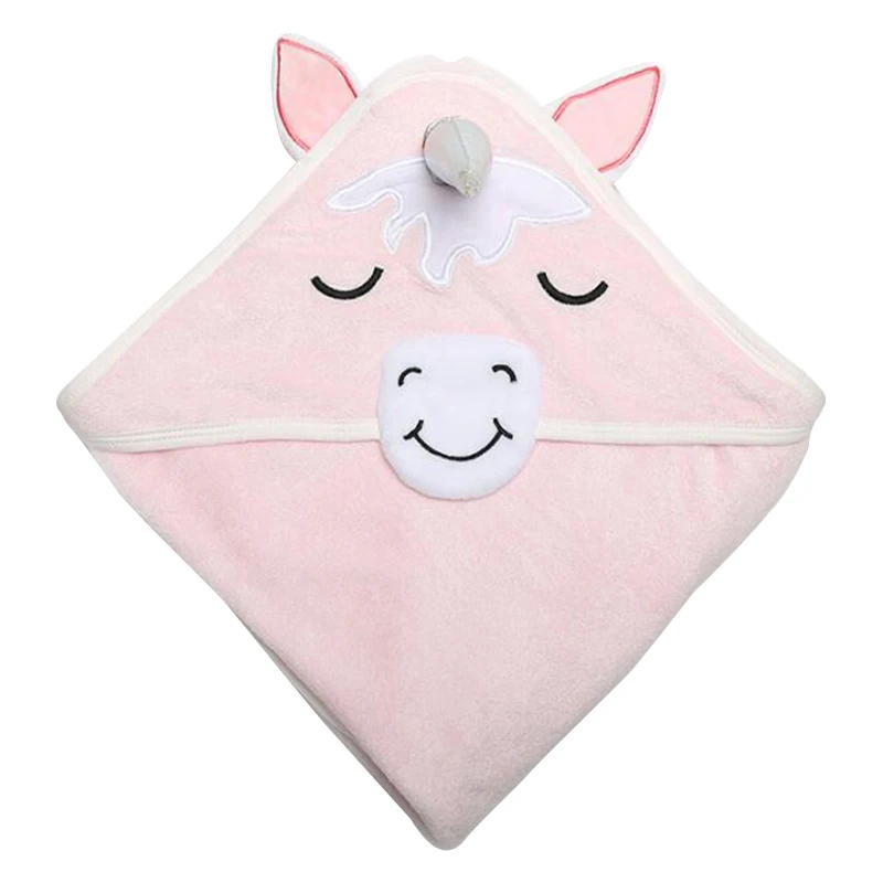 
New style 3D animal head design wholesale hooded towels unicorn towel organic baby 