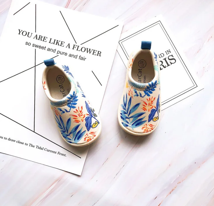 Ins hot stylish elastic canvas fabric children slip on shoes