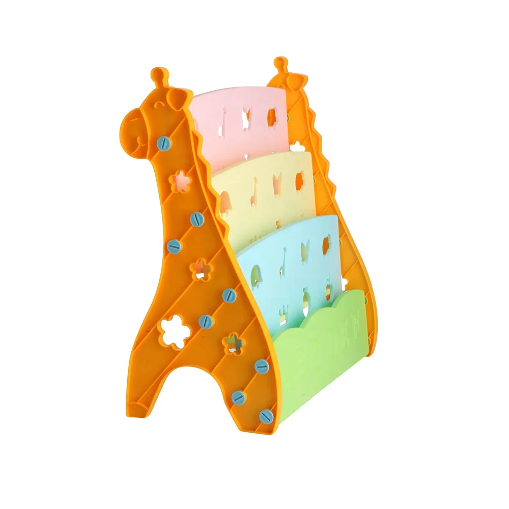 Hot Sale Good Quality Ladder Kindergarten Kids Bookshelf Plastic Bookcase
