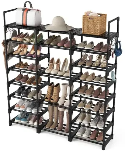 Shoe Rack 8 Tiers Shoe Organizer Rack Storage With Wooden Hammer for Home Living Room Bedroom