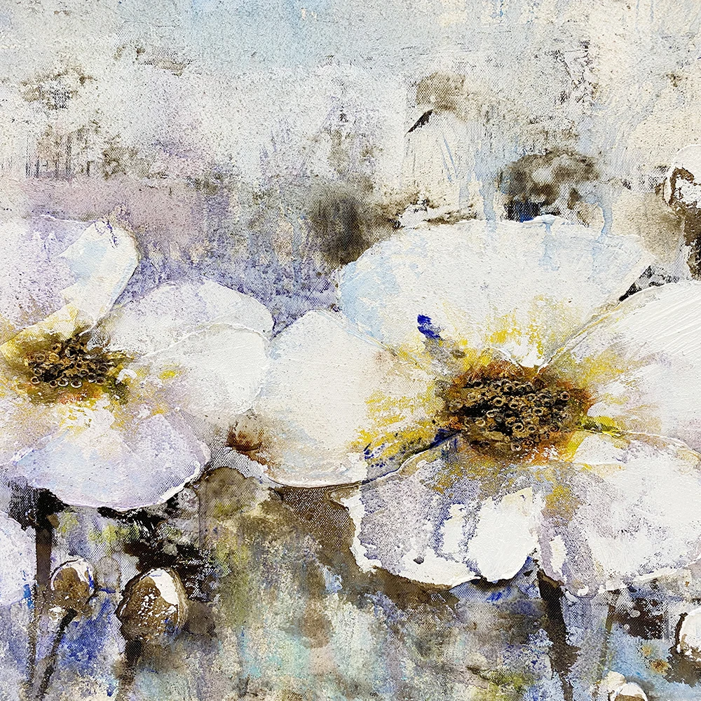 Appreciate Luxurious Home Decoration Landscape Flower Gold Leaf Painting Wall Art Acrylic Painting Handmade Canvas Oil Painting