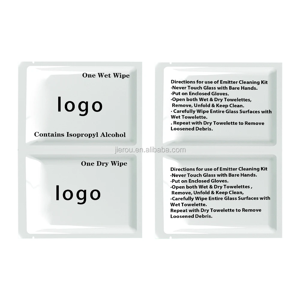 Twin pack sachets cleaning wet wipes with custom printing