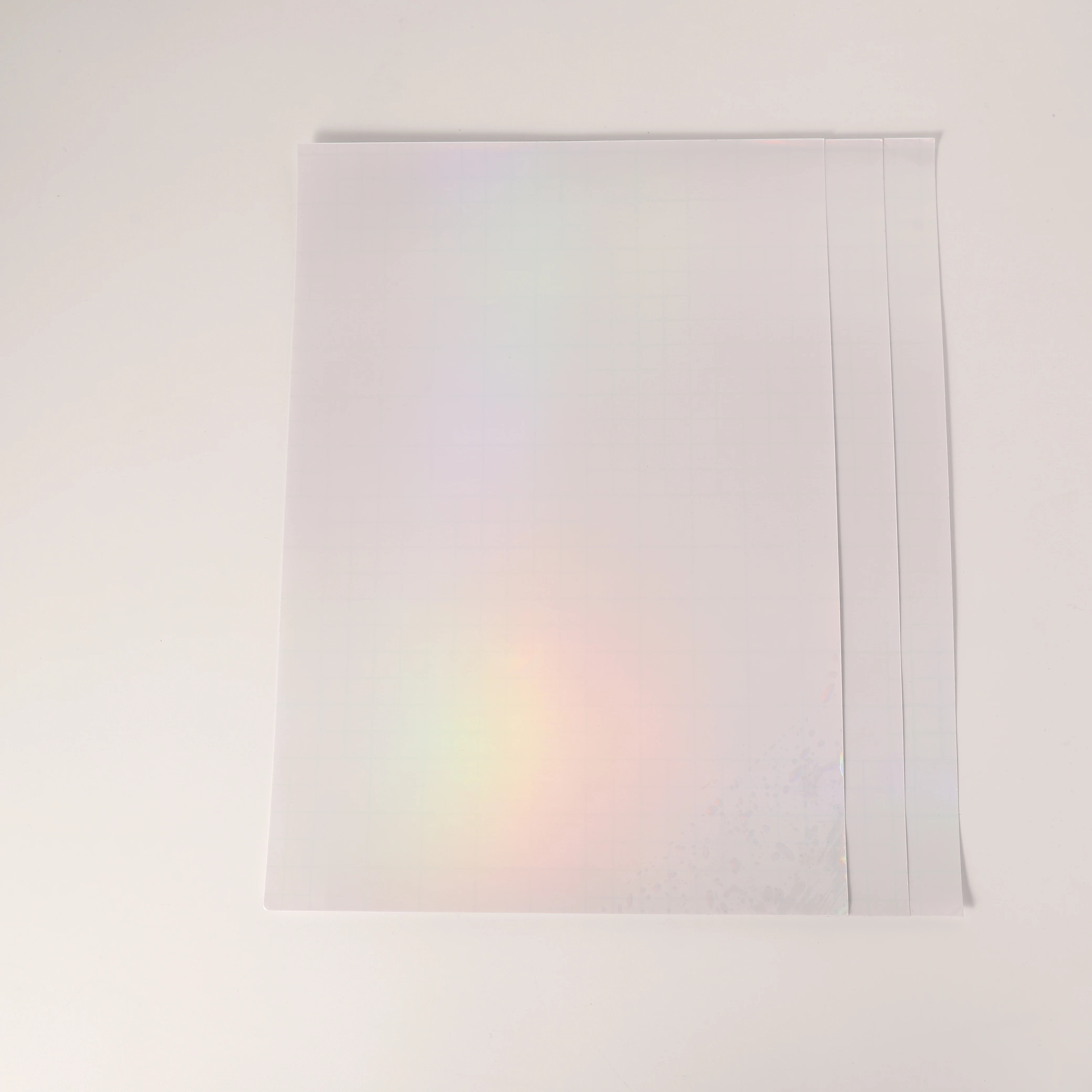 50 Sheets PVC A4 Holographic Overlay Film Self-Adhesive Rainbow Laminating Vinyl Sticker Cold Sheets For Packaging DIY Card