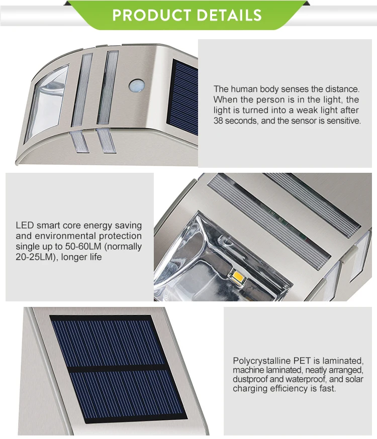 Waterproof garden decorative pack lighting led motion sensor outdoor solar security wall light