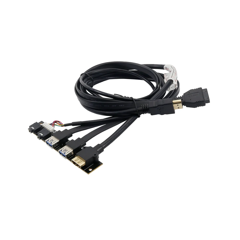 Chassis Panel Mounted Cable Dual USB 3.0 Extension Cable Port Audio I/O Port Motherboard Connector Wire for Computer