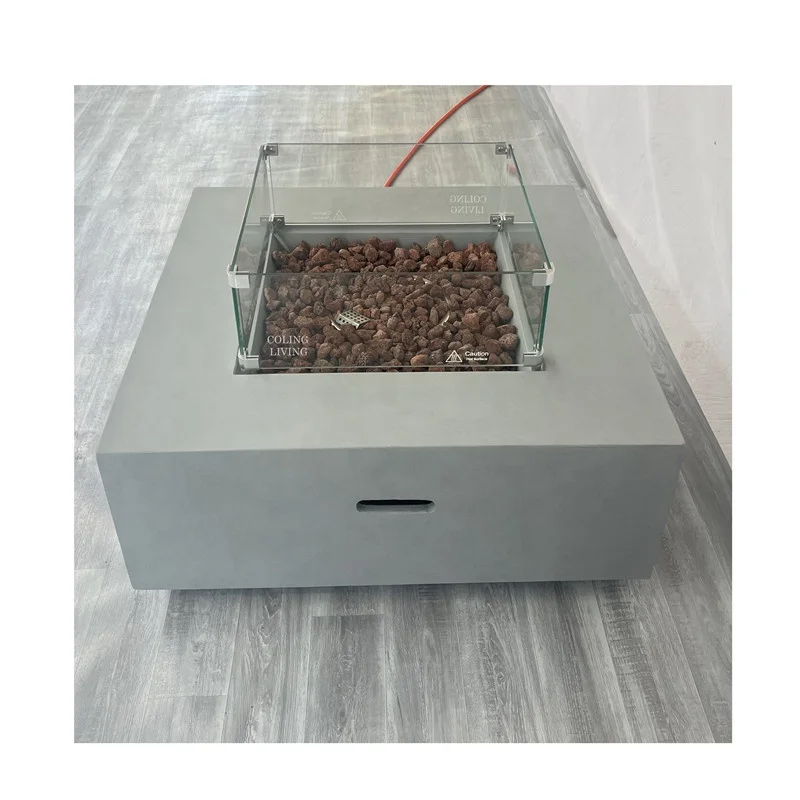 Coling living 2023 new design factory directly selling cement fire pit outdoor concrete gas fire pit dining table