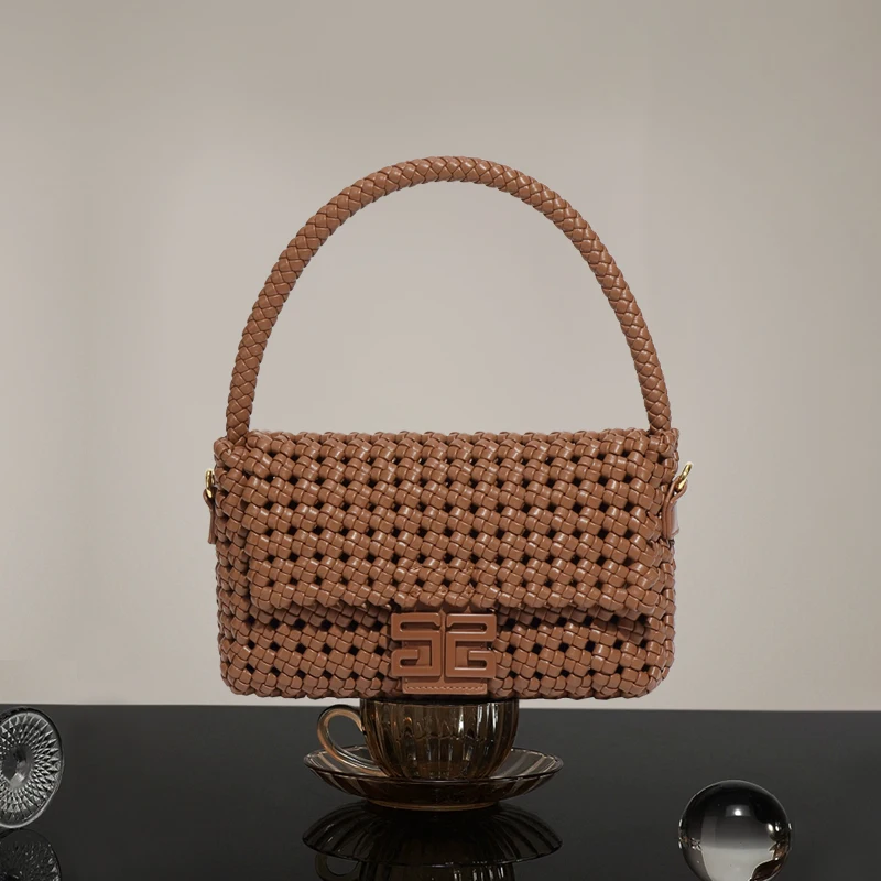 European braided bag tote handbags for women handmade versatile underarm bag windmill knot  advanced sense crossbody bag