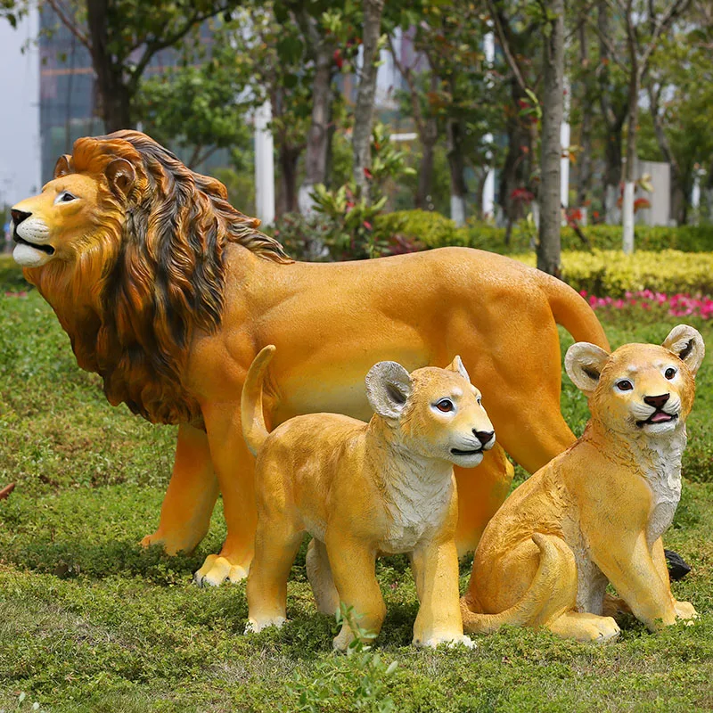 New Arrive Design Popular Design Animal Sculpture Outdoor Decor Fiberglass Material Cheap Price African Lion Sculpture