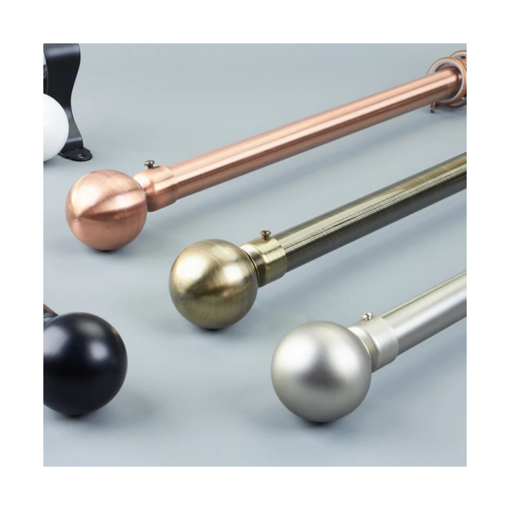 Factory Direct Customized Double Fixed Rod Curtain Aluminum Alloy Finials Metal Curtains Rods Accessories