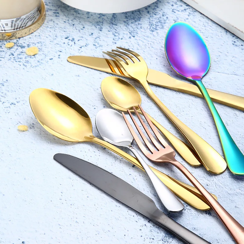 
High Quality Colorful Stainless Steel Cutlery Set Mirror Polishing 24pcs WIth Gift Box 