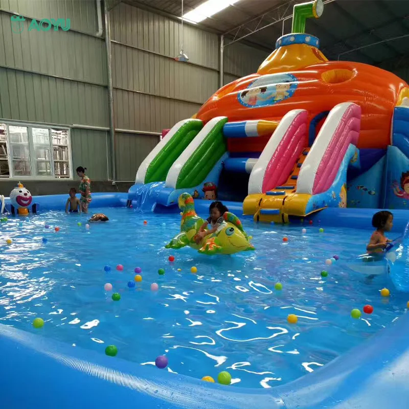 Factory Price Popular Submarine Bouncer Water Slides Submarine Inflatable Water Mobile Land Park for Sales