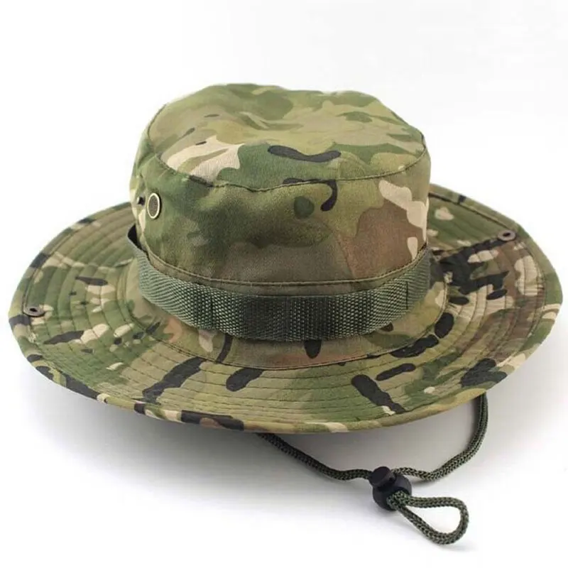 unisex   Washed Cotton Twill Chin Cord Military Camouflage Hunting Hat Travel  Bucket Style Fisherman Hats