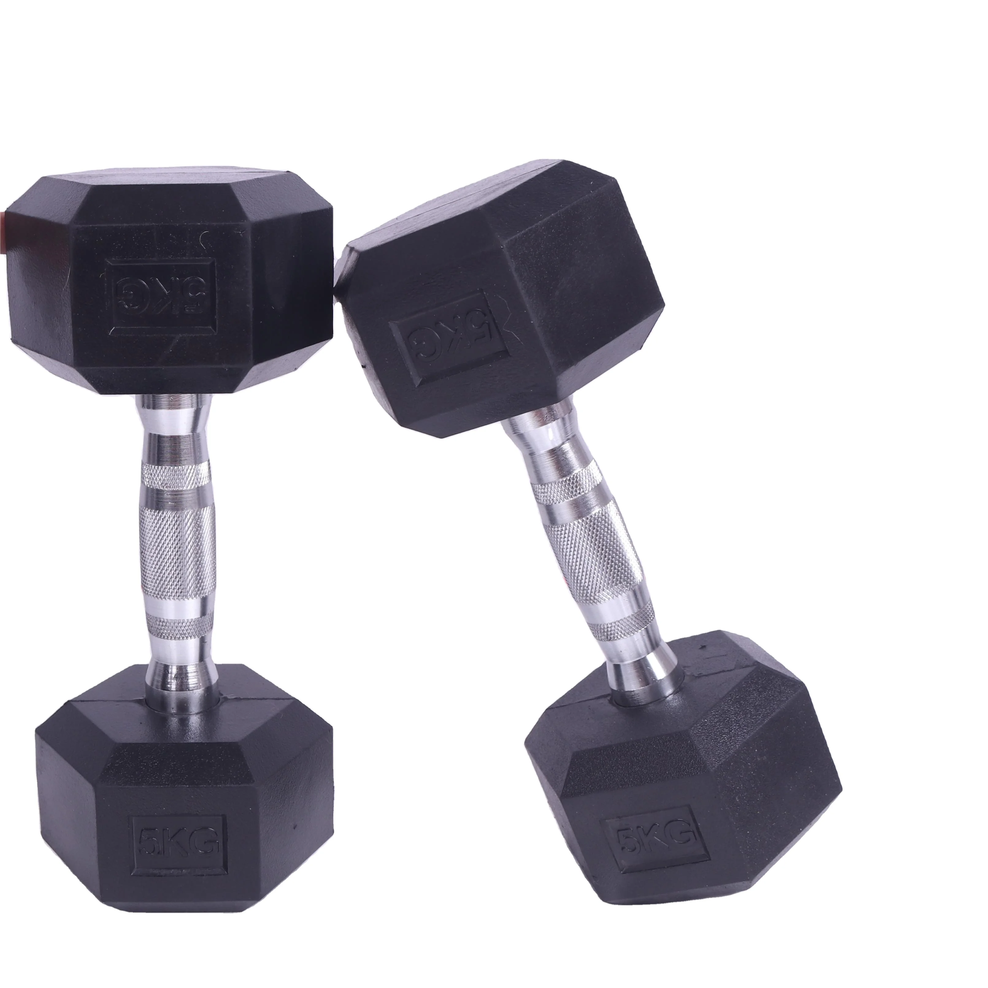 Anti-roll Encased Fitness hex rubber lifting Wholesale Gym Use Cast Iron Rubber Hex Dumbbell