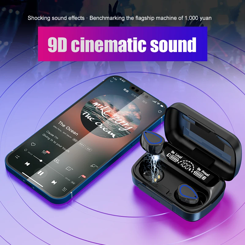 Factory direct selling sky-10 TWS Sport Wireless Mirror Earphone With Charging Box Waterproof 9D HD Stereo Earbuds