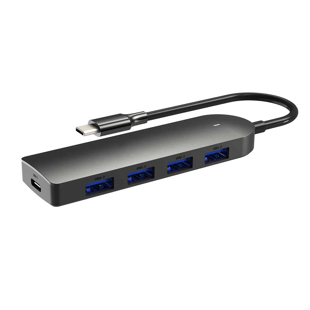 
Factory Price Black ABS Multi Usb C Hub 4 Port Usb-3.0-Hub With 100W PD Charging 