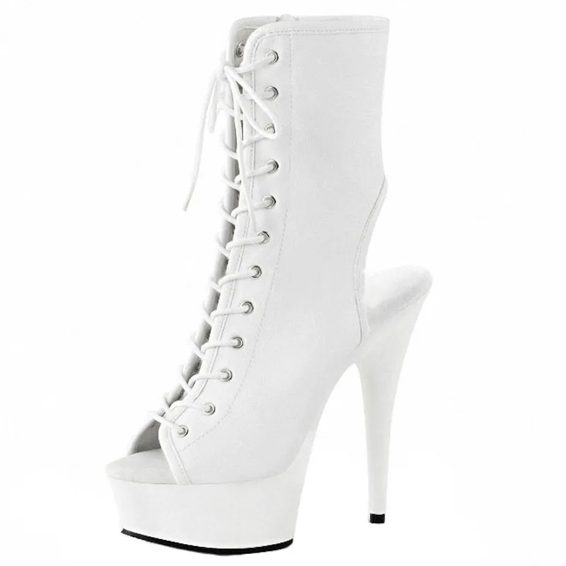 15cm fashion stage shoes banquet thick waterproof platform boots fish mouth inner zipper Pu short boots
