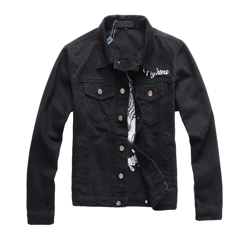 
New France Style #416 Mens Embroidery Red Tiger Moto Biker Blac men denim jacket coat <span style=