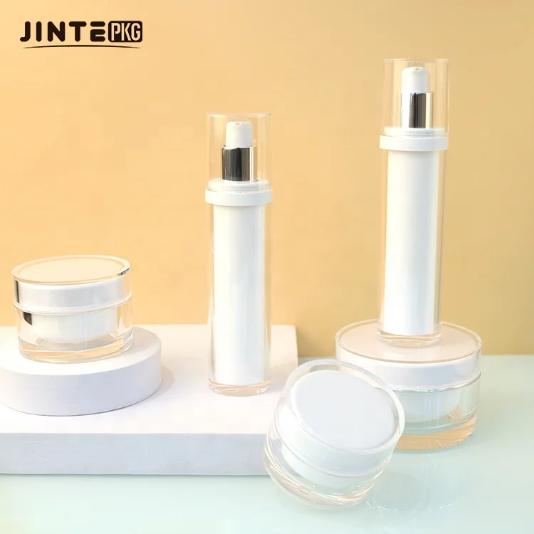 New Acrylic Cosmetic  Skincare Packaging Set   30ml 50ml 100ml Custom Clear Serum Pump Spray Bottles And Cream Jars