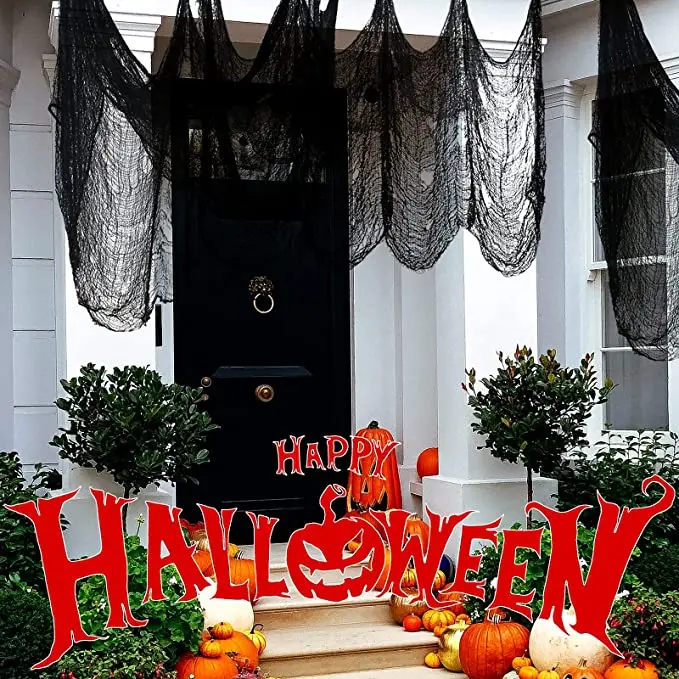 Home decor Black Halloween Creepy Cloth(30 x 72 Inch)- Spooky Scary halloween Gauze for