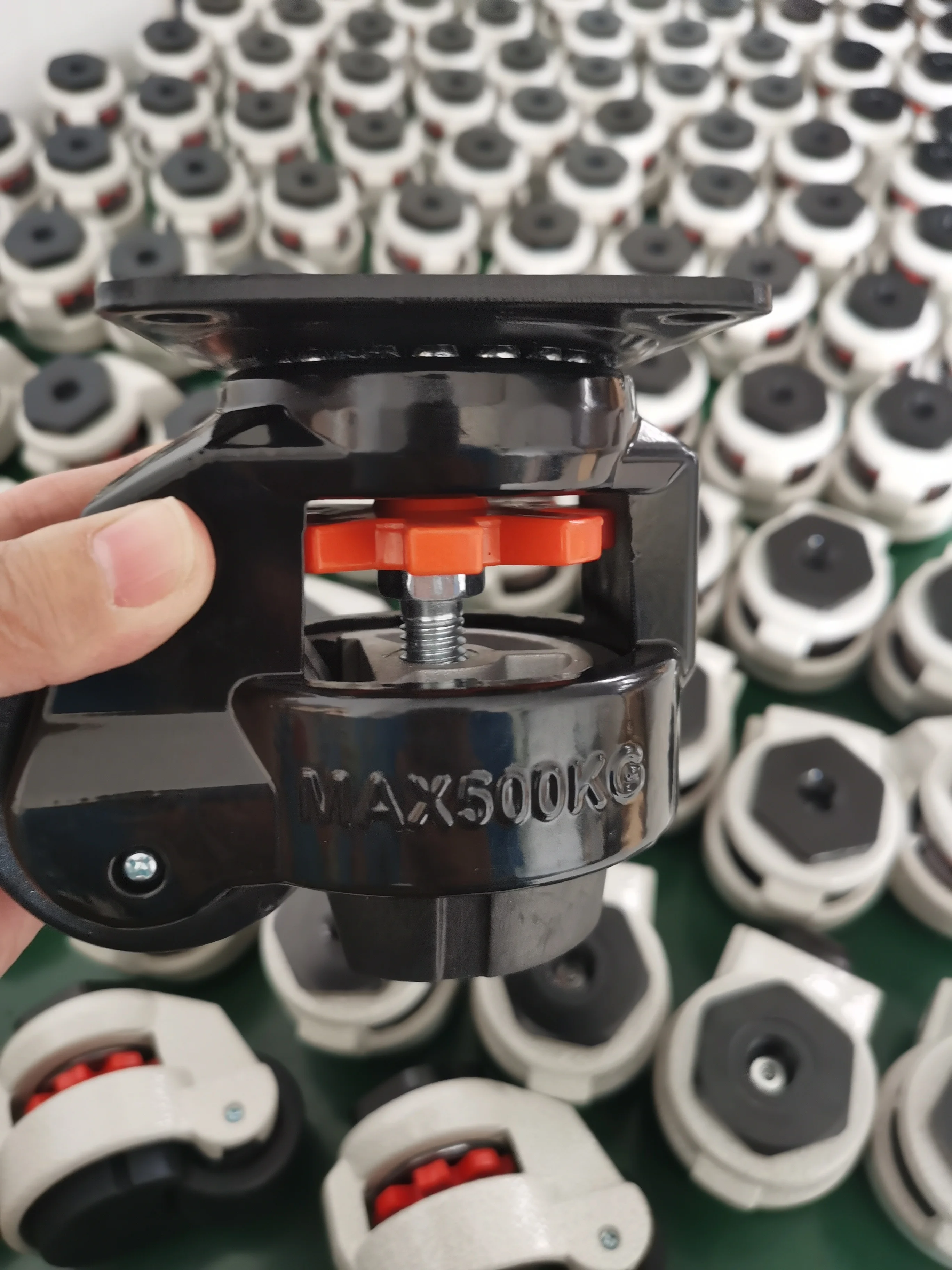 Black Height Adjustable Foot Industrial Casters Leveling Heavy Duty Caster Wheels