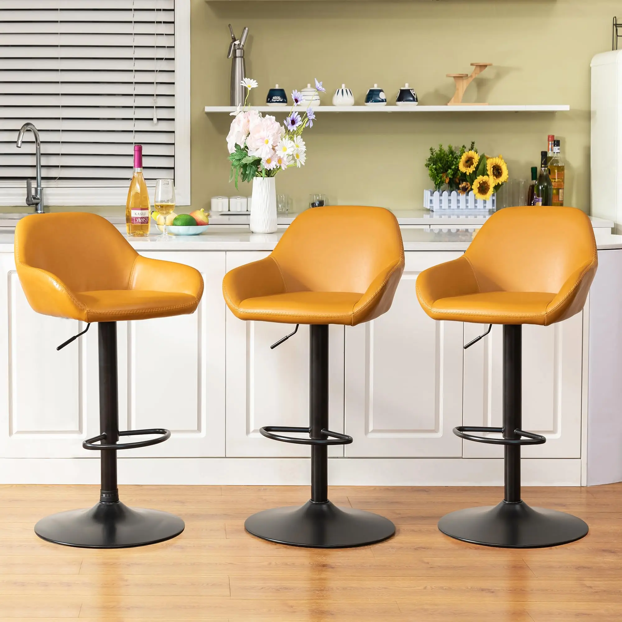 New arrival mustard yellow square replacement bar stool seats adjustable height bar stool chair terrace balcony soft chairs set