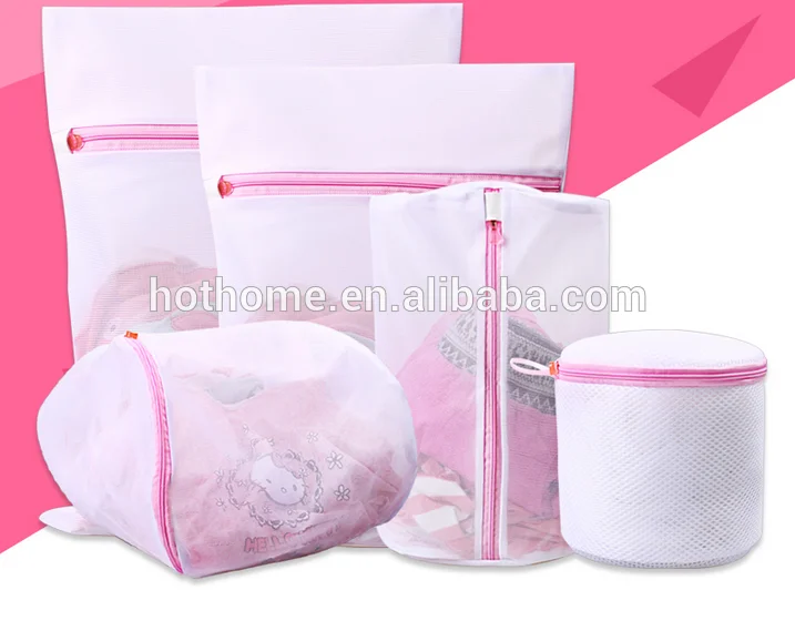 OEM fabric polyester nylon foldable zipped customized wash mesh laundry bag