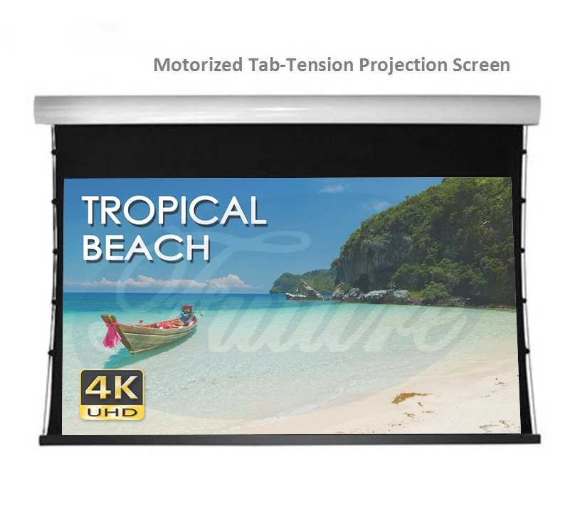 ALR Screen 120 Inch Motorized Tubular Motor Projection Screen With Ambient Light Rejecting Fabric For Home Theater