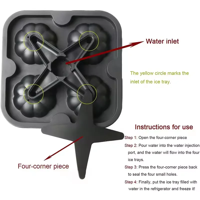 Latest design ice cube mold silicone ice block moulds ice ball maker for wine silicon mold with lid