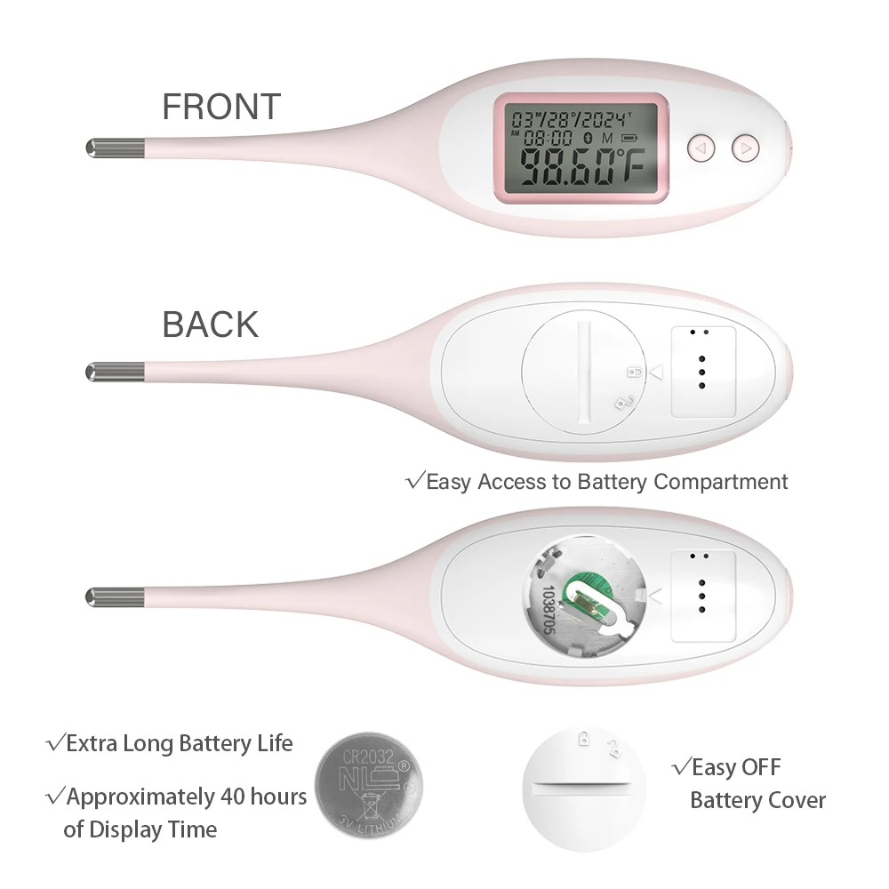 Ovulate Digital Thermometer Bluetooth Pregnancy Thermometer Backlit Flexible Basal Thermometer