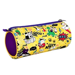 BSCI factory custom printing round tube school stationery pouch boy girls students pencil bag simple pen case for kids teens