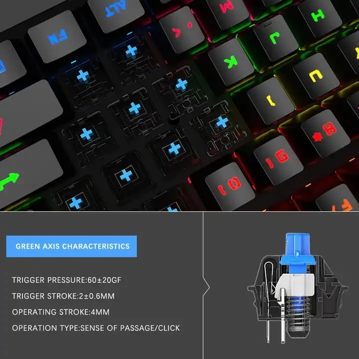 Профессиональная механическая клавиатура K550 с подсветкой USB 2 0 RGB-светодиодом 87 клавиш сертификация CE полная комплектация на