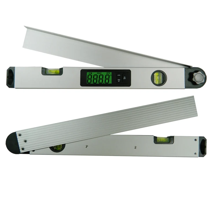450mm/17.7 inch 0-230 Degrees Aluminium Level Instrument with 2 Bubble Vials Slope Level Bevel Protractor Digital Angle Finder