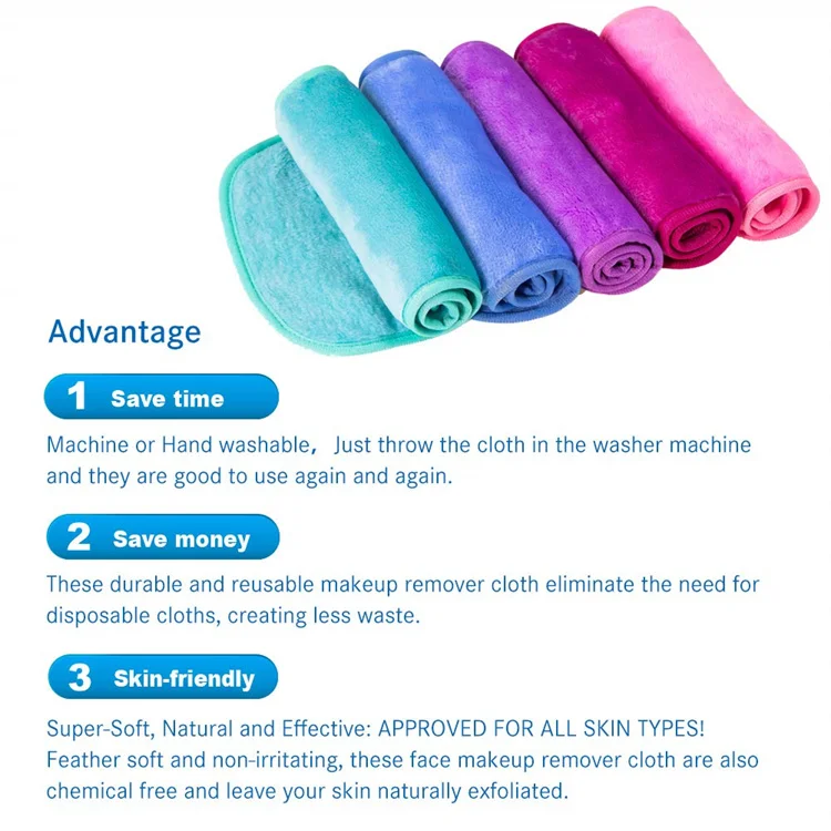 Hot selling Reusable Microfiber Makeup Remove Face Towel Makeup Remover Cloth