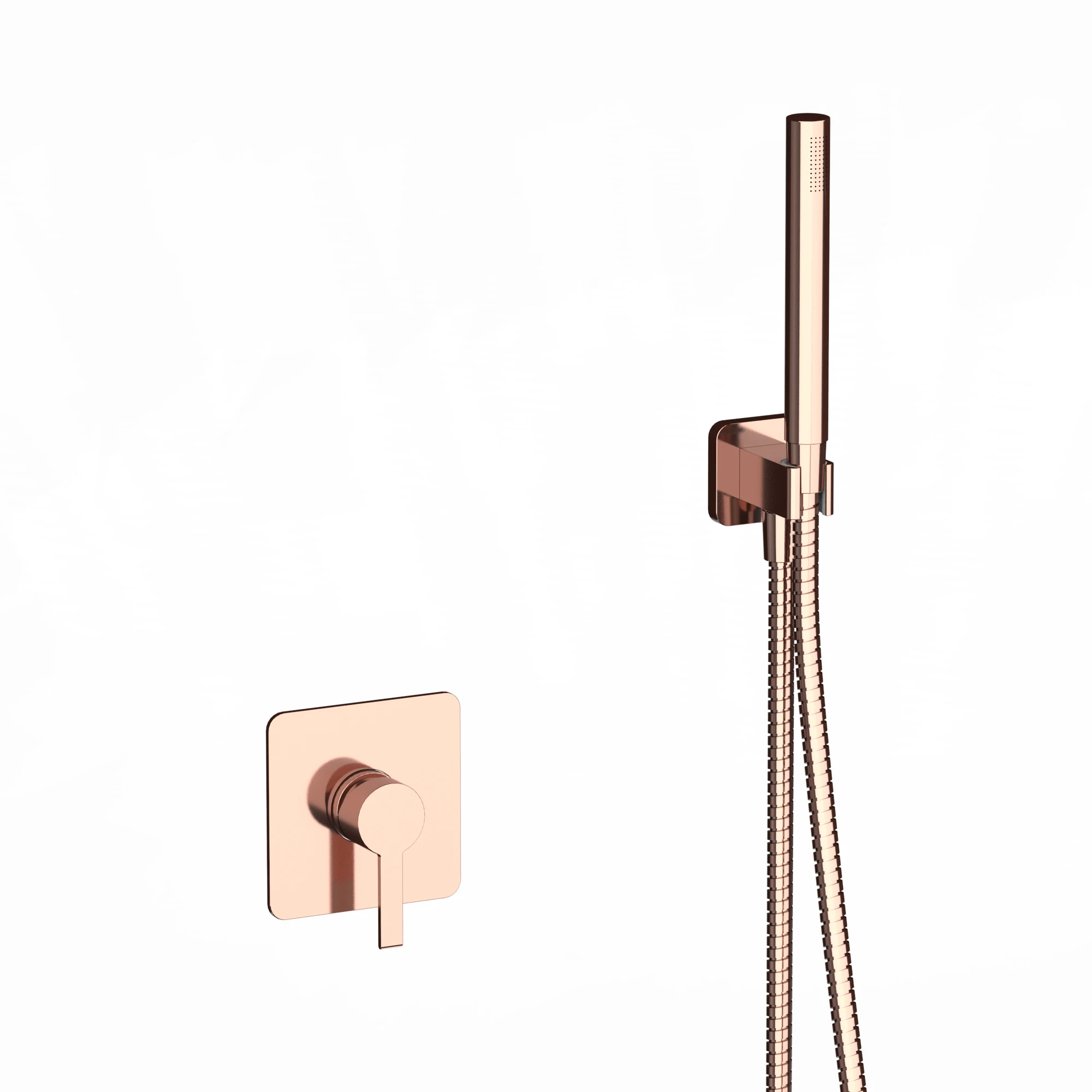 Wall mounted Rose Gold single handle bathroom shower waterfall and  shower head faucet set