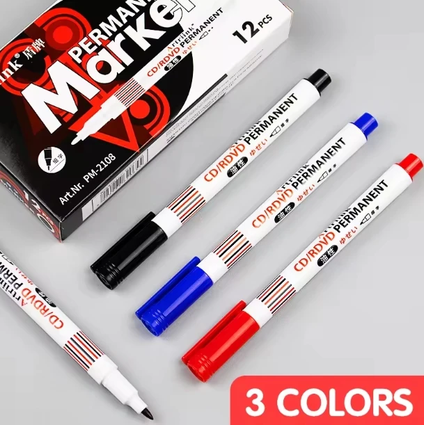 Good Quality PM-2108 Permanent Black Marking Pen Industrial Marker with Customer Logo