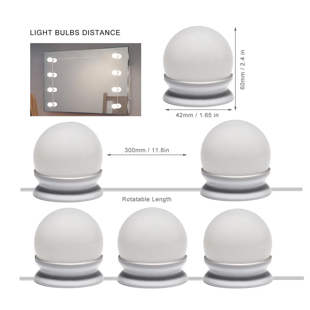 
10 Bulbs Vanity Mirror Lights LED Makeup Light Kit with Dimmable Color and Brightness Lighting Fixture Strip 